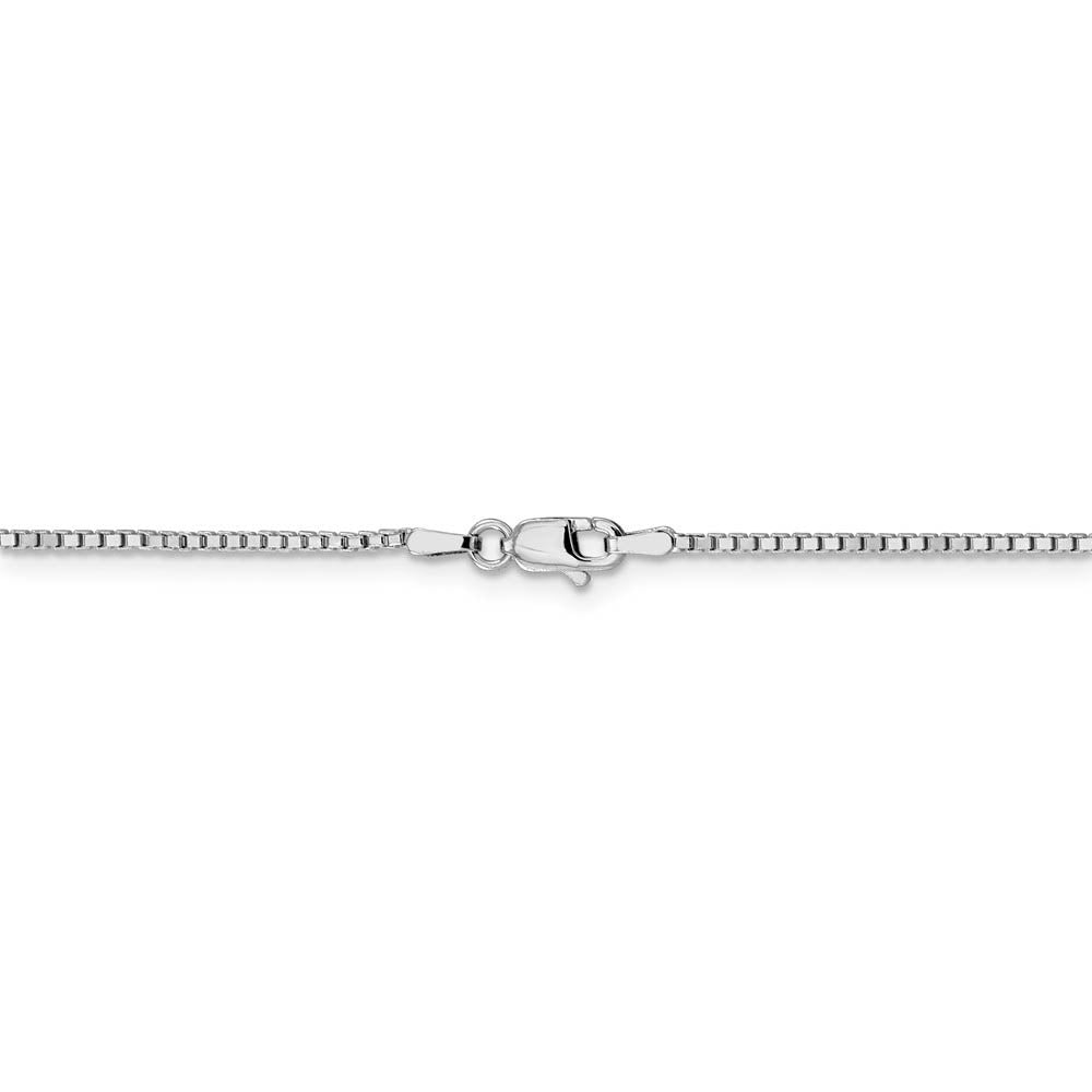 Alternate view of the 1.3mm 14k White Gold Solid Box Chain Necklace by The Black Bow Jewelry Co.
