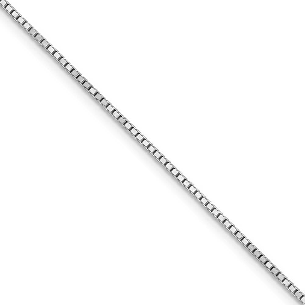 1.3mm 14k White Gold Solid Box Chain Necklace