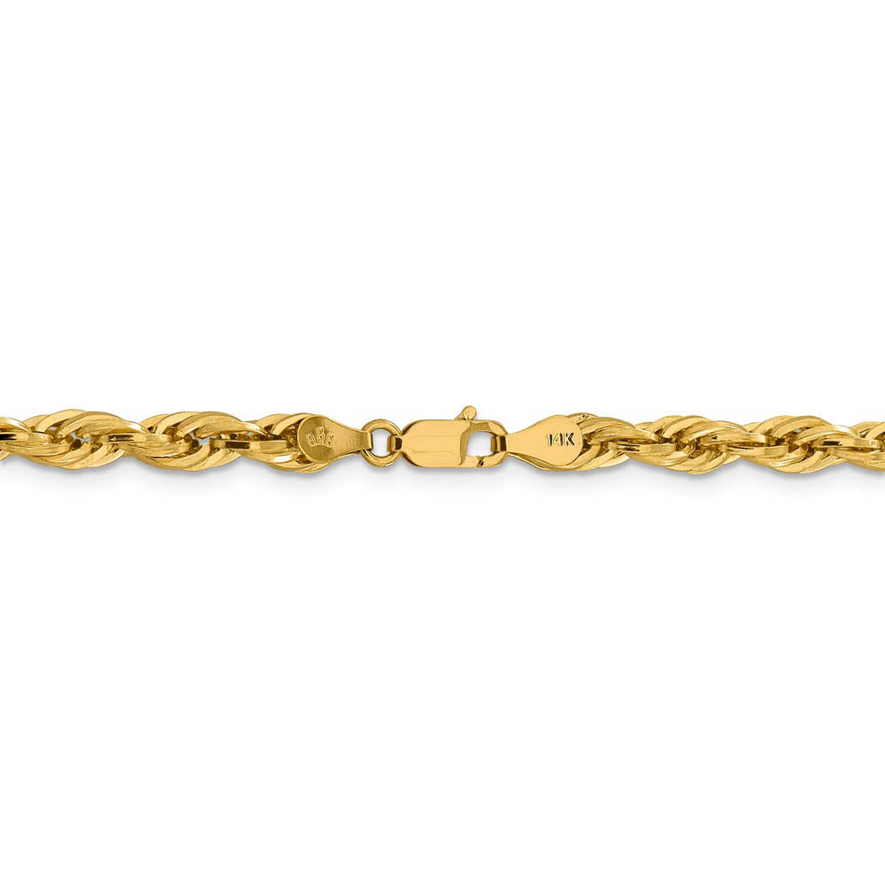 Alternate view of the 4.75mm 14k Yellow Gold Hollow Rope Chain Necklace by The Black Bow Jewelry Co.