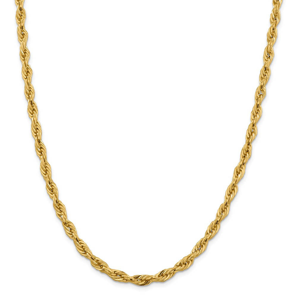 Alternate view of the 5.4mm 14k Yellow Gold Hollow Rope Chain Necklace by The Black Bow Jewelry Co.