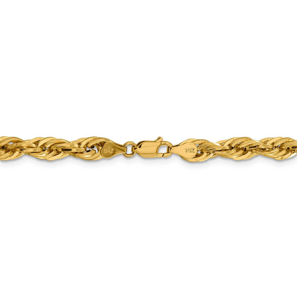Alternate view of the 5.4mm 14k Yellow Gold Hollow Rope Chain Necklace by The Black Bow Jewelry Co.