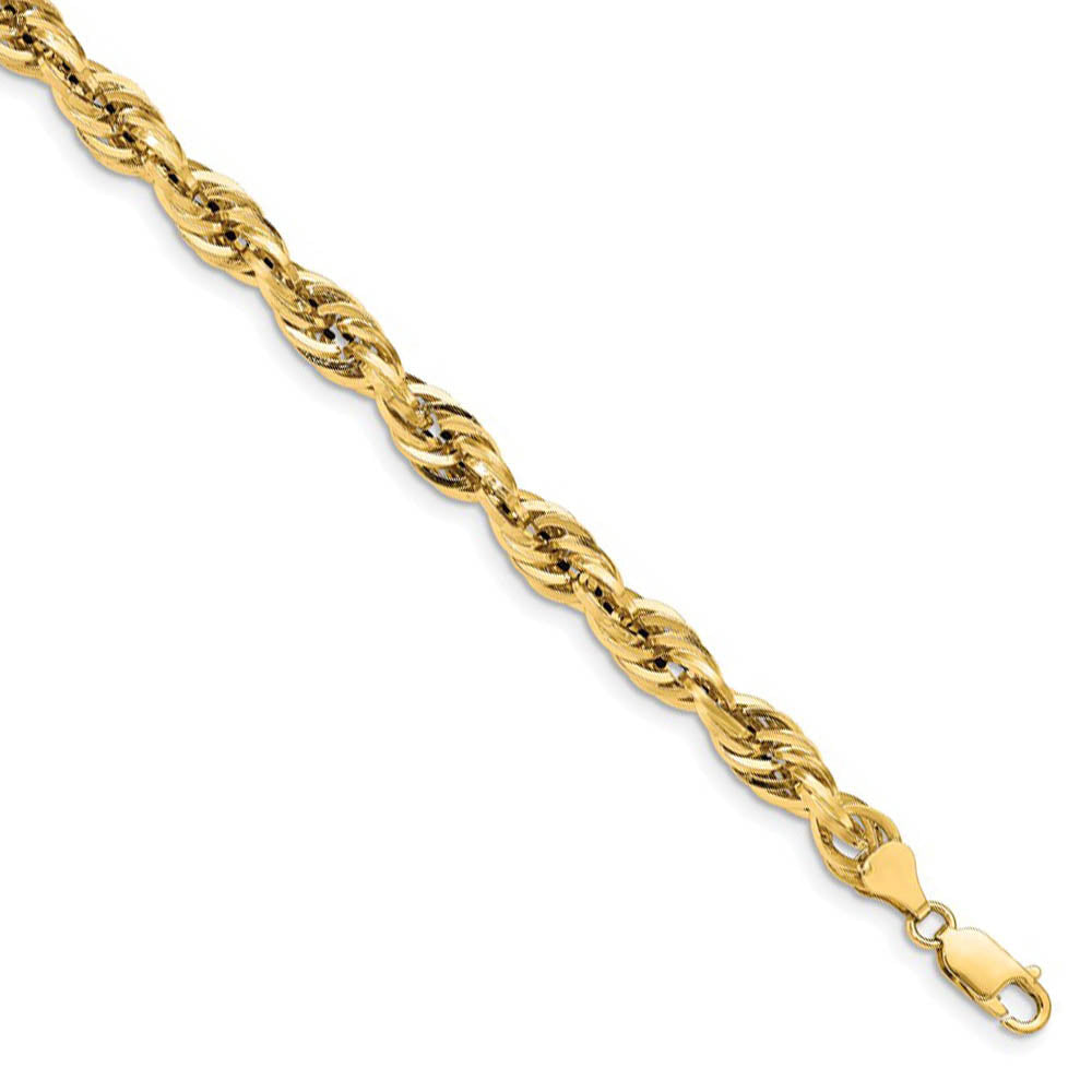 Men's 7mm 14k Yellow Gold Hollow Rope Chain Necklace, Item C10196 by The Black Bow Jewelry Co.