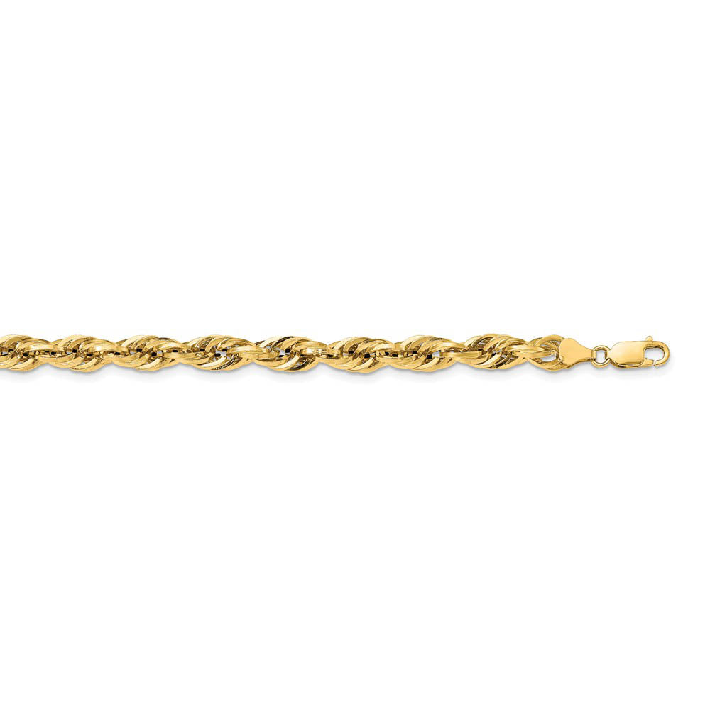 Alternate view of the Men's 7mm 14k Yellow Gold Hollow Rope Chain Necklace by The Black Bow Jewelry Co.