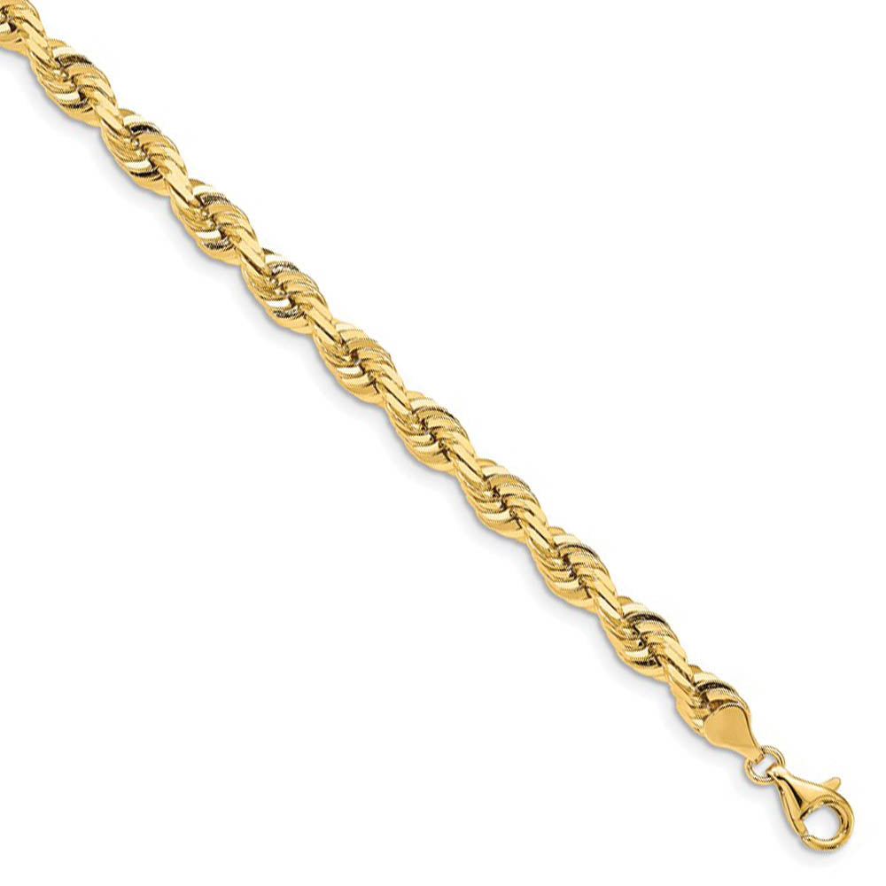 Men's 7mm 14k Yellow Gold Solid D/C Quadruple Rope Chain Necklace, Item C10197 by The Black Bow Jewelry Co.