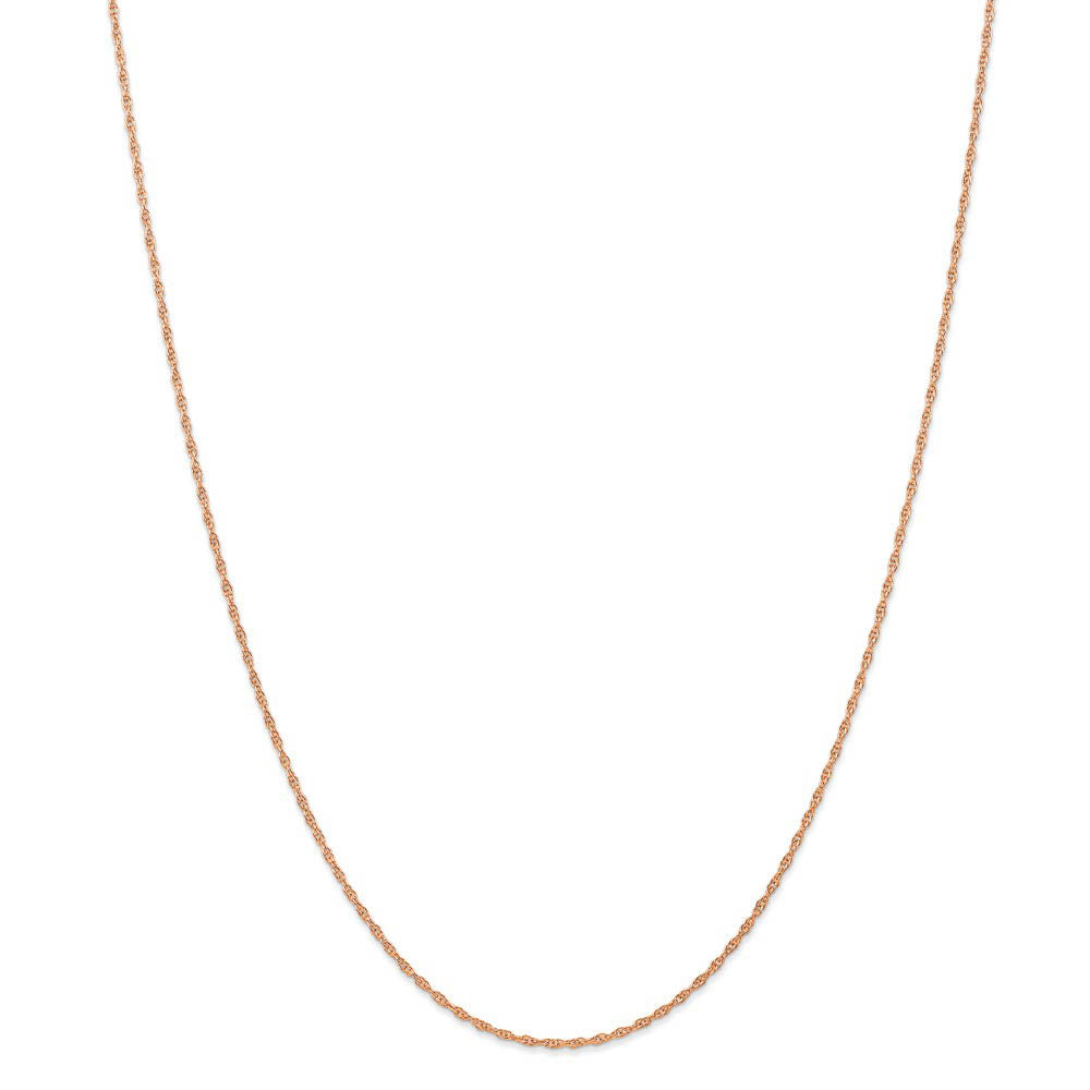 Alternate view of the 1.15mm 14k Rose Gold Solid Cable Rope Chain Necklace by The Black Bow Jewelry Co.
