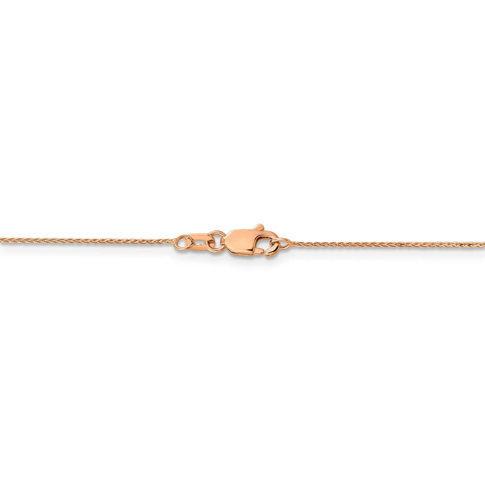Alternate view of the 0.65mm 14k Rose Gold Diamond Cut Spiga Chain Necklace by The Black Bow Jewelry Co.