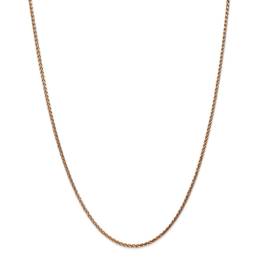 Alternate view of the 1.8mm 14k Rose Gold Solid Diamond Cut Spiga Chain Necklace by The Black Bow Jewelry Co.