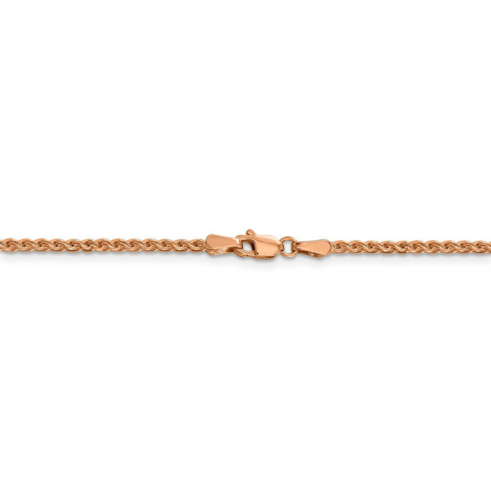 Alternate view of the 1.8mm 14k Rose Gold Solid Diamond Cut Spiga Chain Necklace by The Black Bow Jewelry Co.