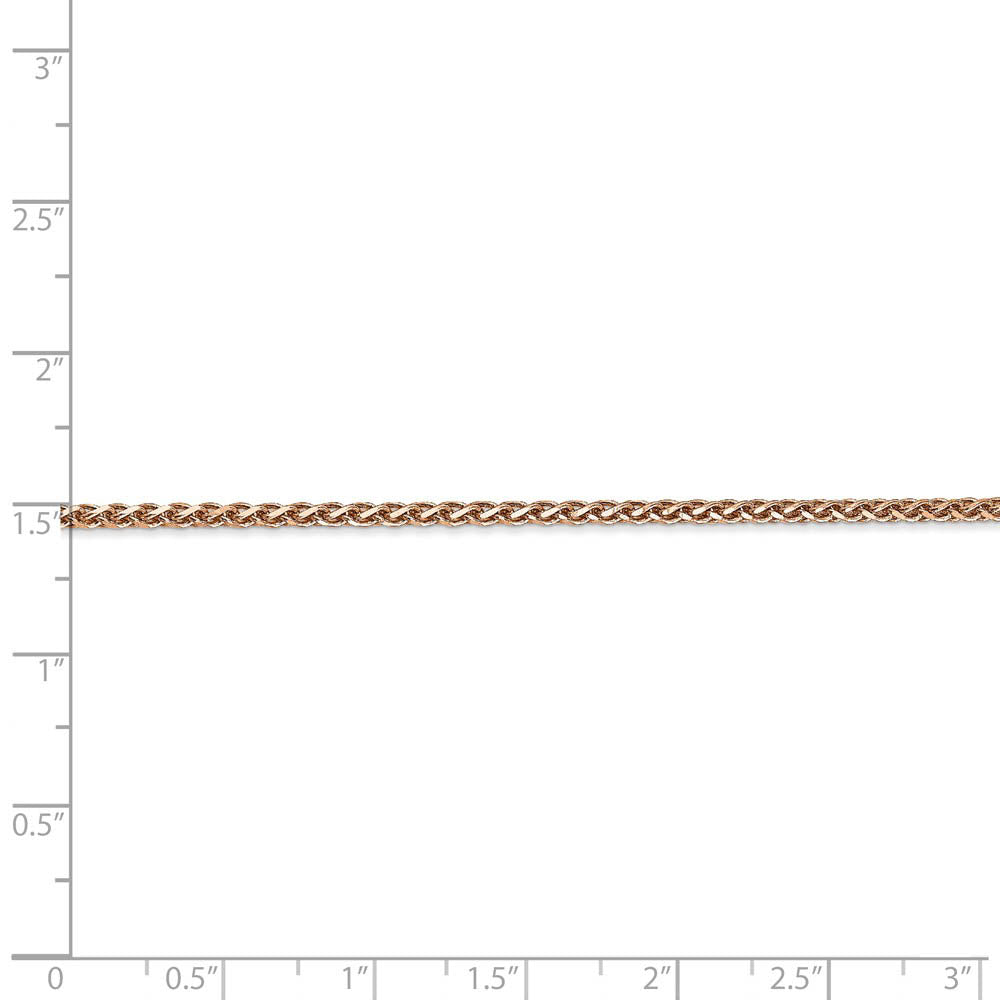 Alternate view of the 1.8mm 14k Rose Gold Solid Diamond Cut Spiga Chain Necklace by The Black Bow Jewelry Co.