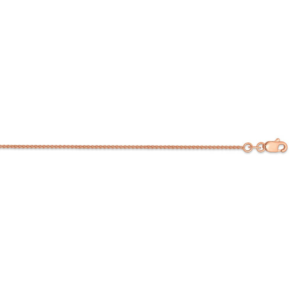 Alternate view of the 1mm 14k Rose Gold Solid Polished Spiga Chain Necklace by The Black Bow Jewelry Co.