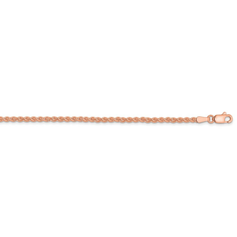 Alternate view of the 2mm 14k Rose Gold Solid Polished Spiga Chain Necklace by The Black Bow Jewelry Co.