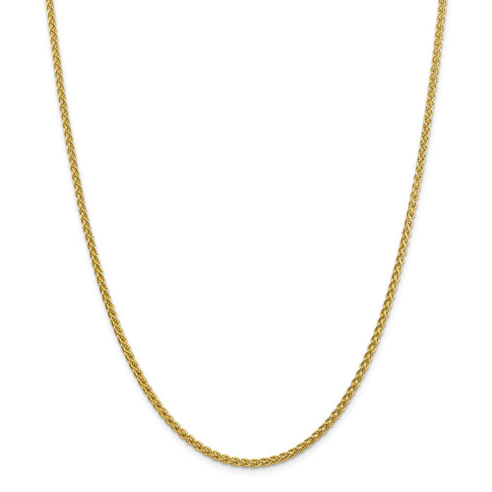 Alternate view of the 2.75mm 14k Yellow Gold Hollow Wheat Chain Necklace by The Black Bow Jewelry Co.