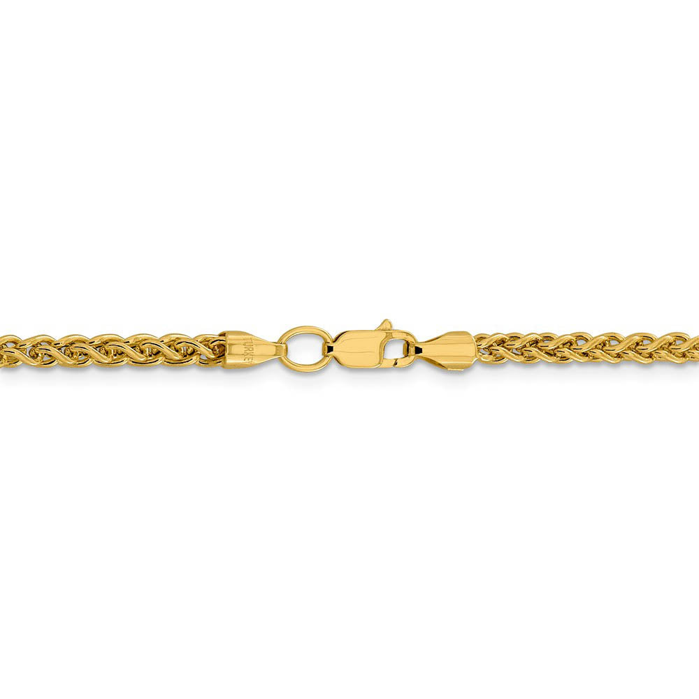 Alternate view of the 3.5mm 14k Yellow Gold Hollow Wheat Chain Necklace by The Black Bow Jewelry Co.