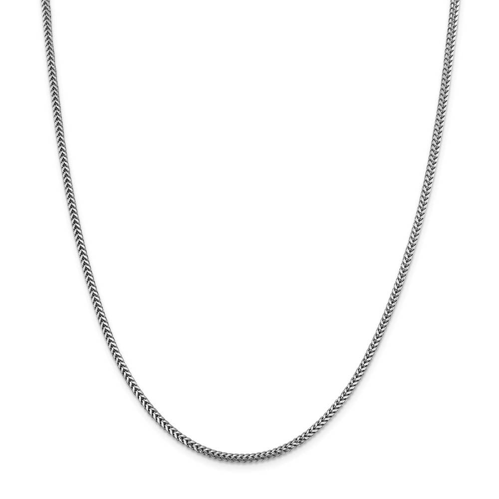 Alternate view of the 2.25mm 14k White Gold Solid Franco Chain Necklace by The Black Bow Jewelry Co.