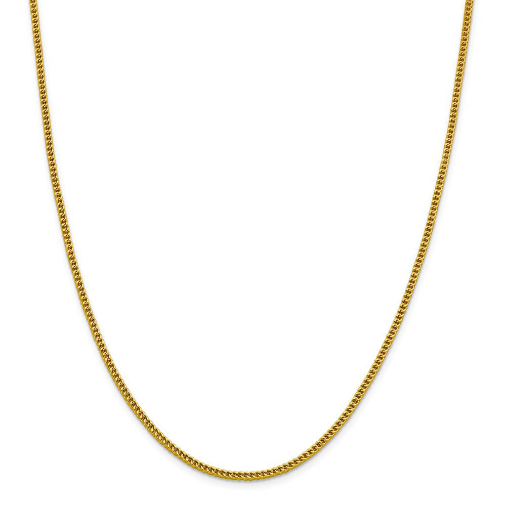 Alternate view of the 2.25mm 14k Yellow Gold Hollow Franco Chain Necklace by The Black Bow Jewelry Co.