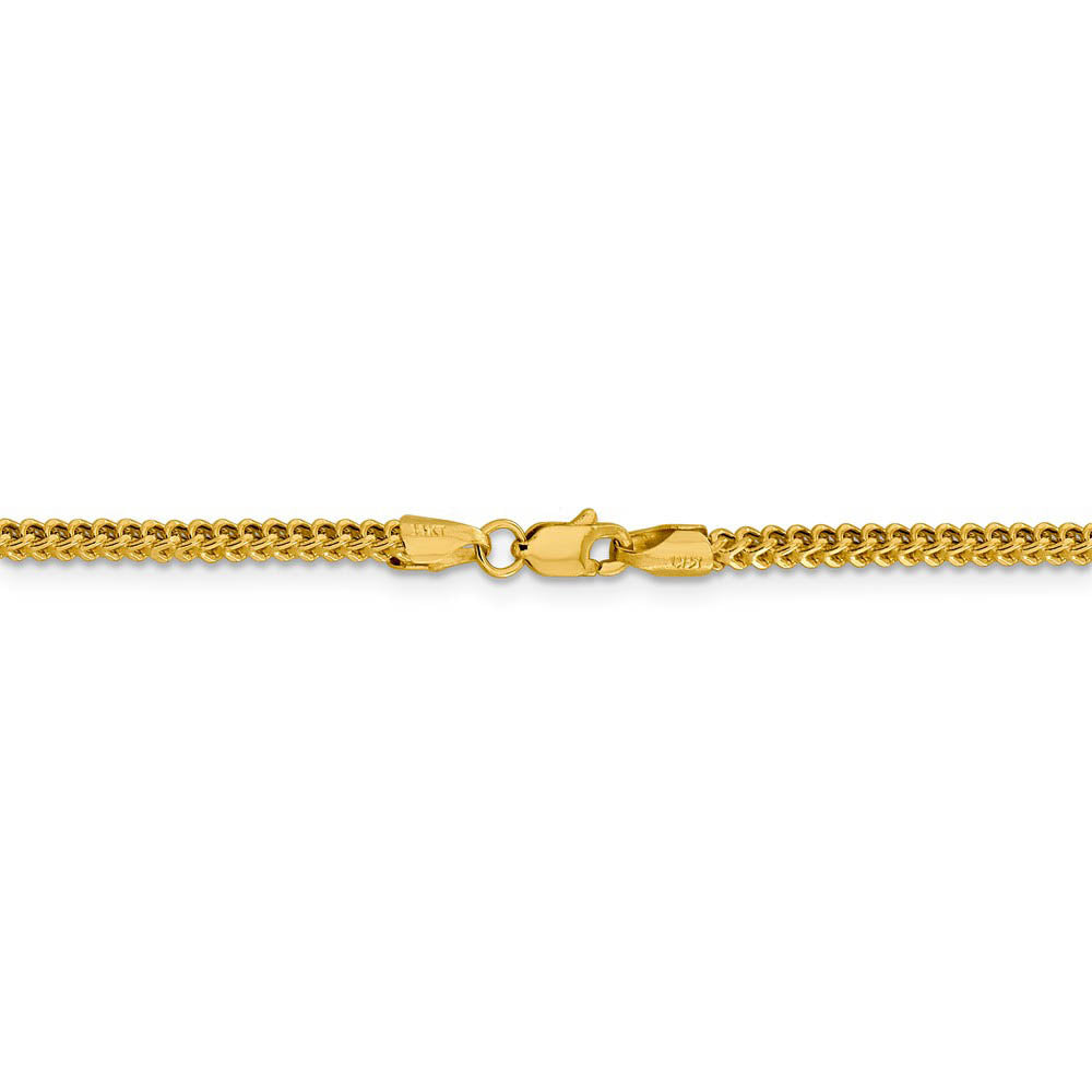 Alternate view of the 2.25mm 14k Yellow Gold Hollow Franco Chain Necklace by The Black Bow Jewelry Co.