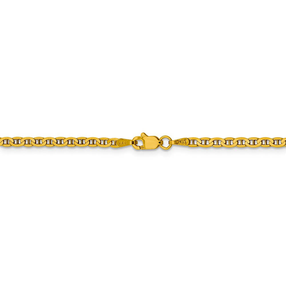 Alternate view of the 2.4mm 14k Yellow Gold Solid Concave Anchor Chain Necklace by The Black Bow Jewelry Co.