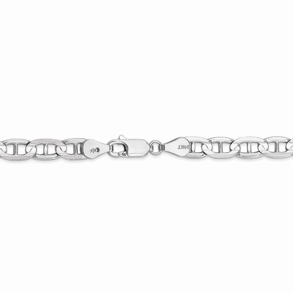 Alternate view of the 5.25mm 14k White Gold Solid Concave Anchor Chain Necklace by The Black Bow Jewelry Co.