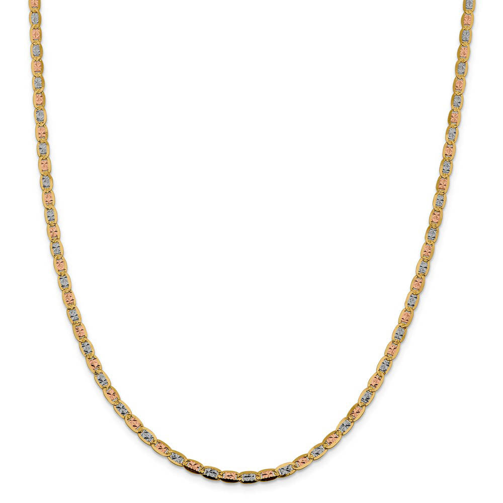 Alternate view of the 3.75mm 14k Gold Tri-Color Solid Fancy Pave Anchor Chain Necklace by The Black Bow Jewelry Co.