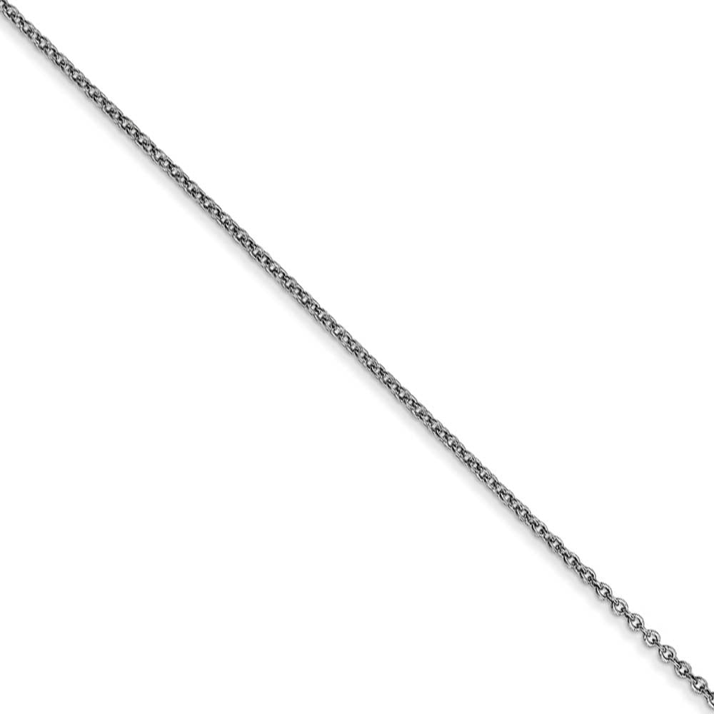 0.9mm 14k White Gold Solid Round Cable Chain Necklace, Item C10232 by The Black Bow Jewelry Co.