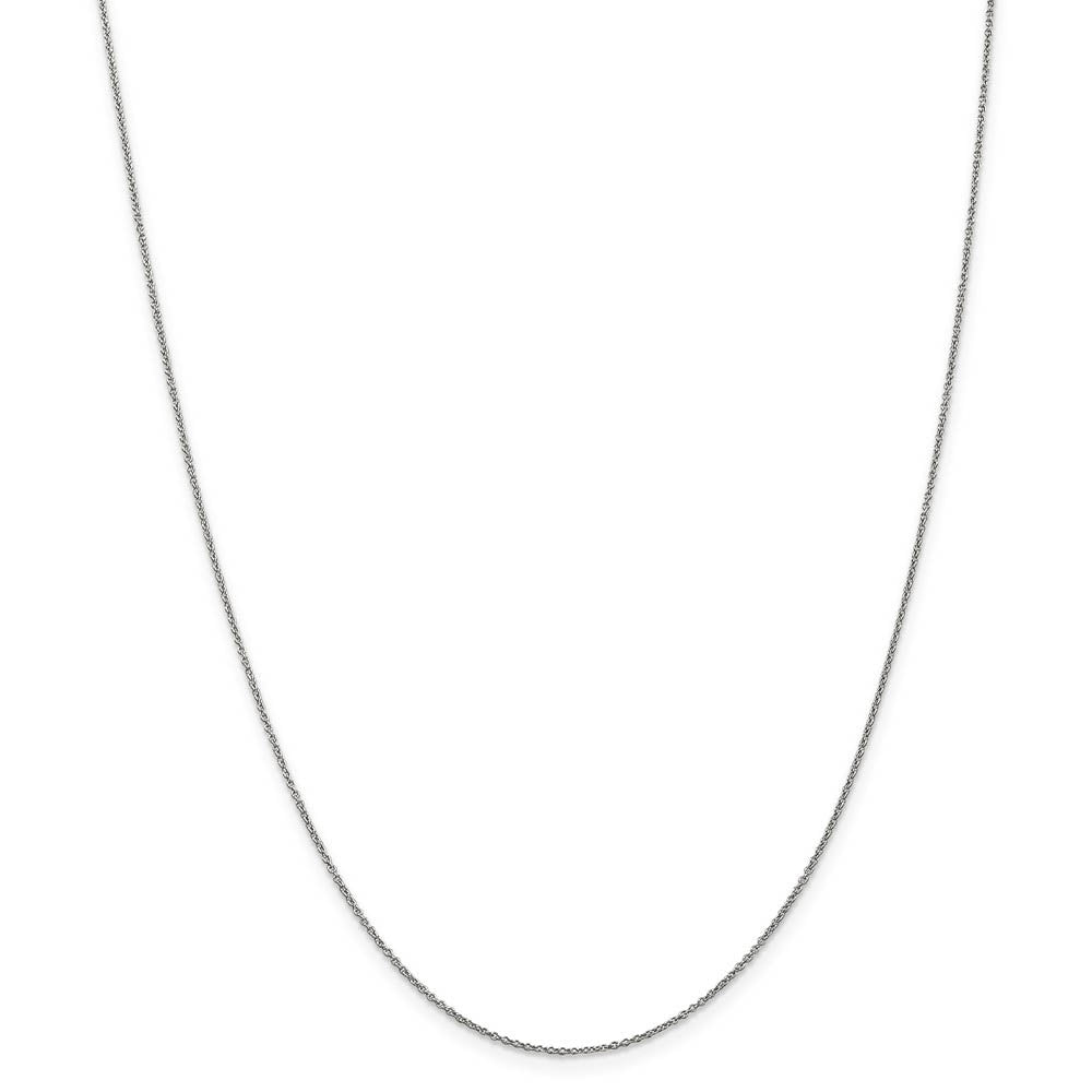 Alternate view of the 0.9mm 14k White Gold Solid Round Cable Chain Necklace by The Black Bow Jewelry Co.