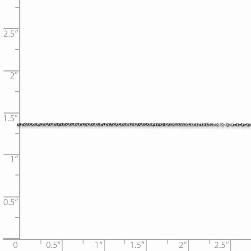 Alternate view of the 0.9mm 14k White Gold Solid Round Cable Chain Necklace by The Black Bow Jewelry Co.