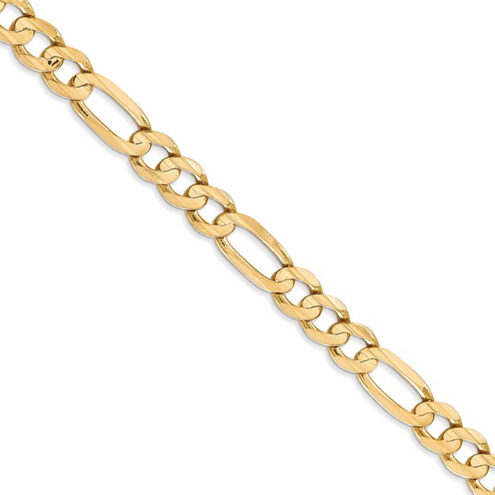 Men's 6mm 10K Yellow Gold Solid Concave Figaro Chain Necklace, Item C10233 by The Black Bow Jewelry Co.