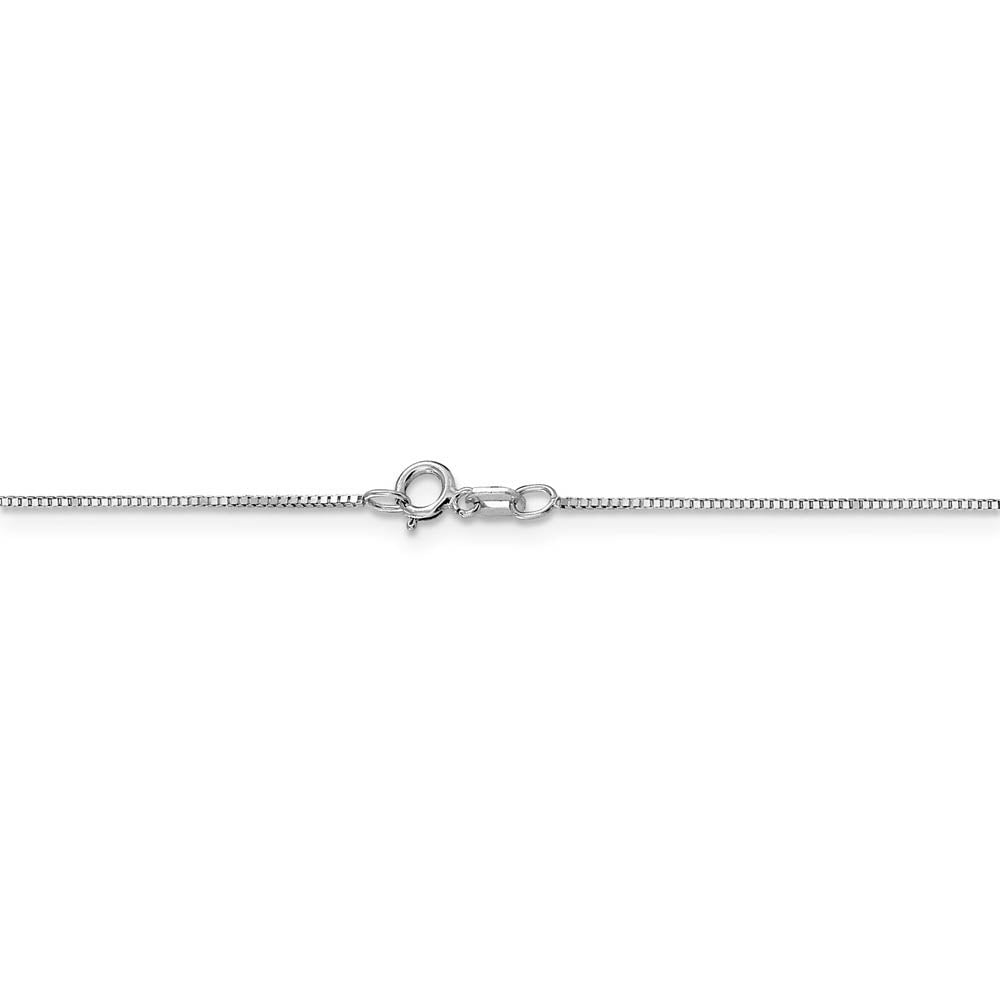 Alternate view of the 0.8mm 14K White Gold Solid Box Chain Necklace by The Black Bow Jewelry Co.