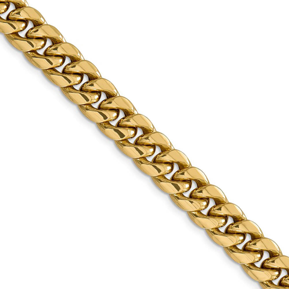 Men's 9.3mm 14k Yellow Gold Hollow Miami Cuban (Curb) Chain Necklace, Item C10235 by The Black Bow Jewelry Co.