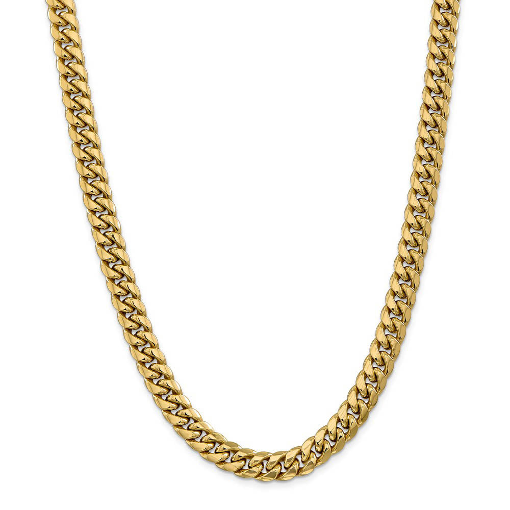 Alternate view of the Men's 9.3mm 14k Yellow Gold Hollow Miami Cuban (Curb) Chain Necklace by The Black Bow Jewelry Co.