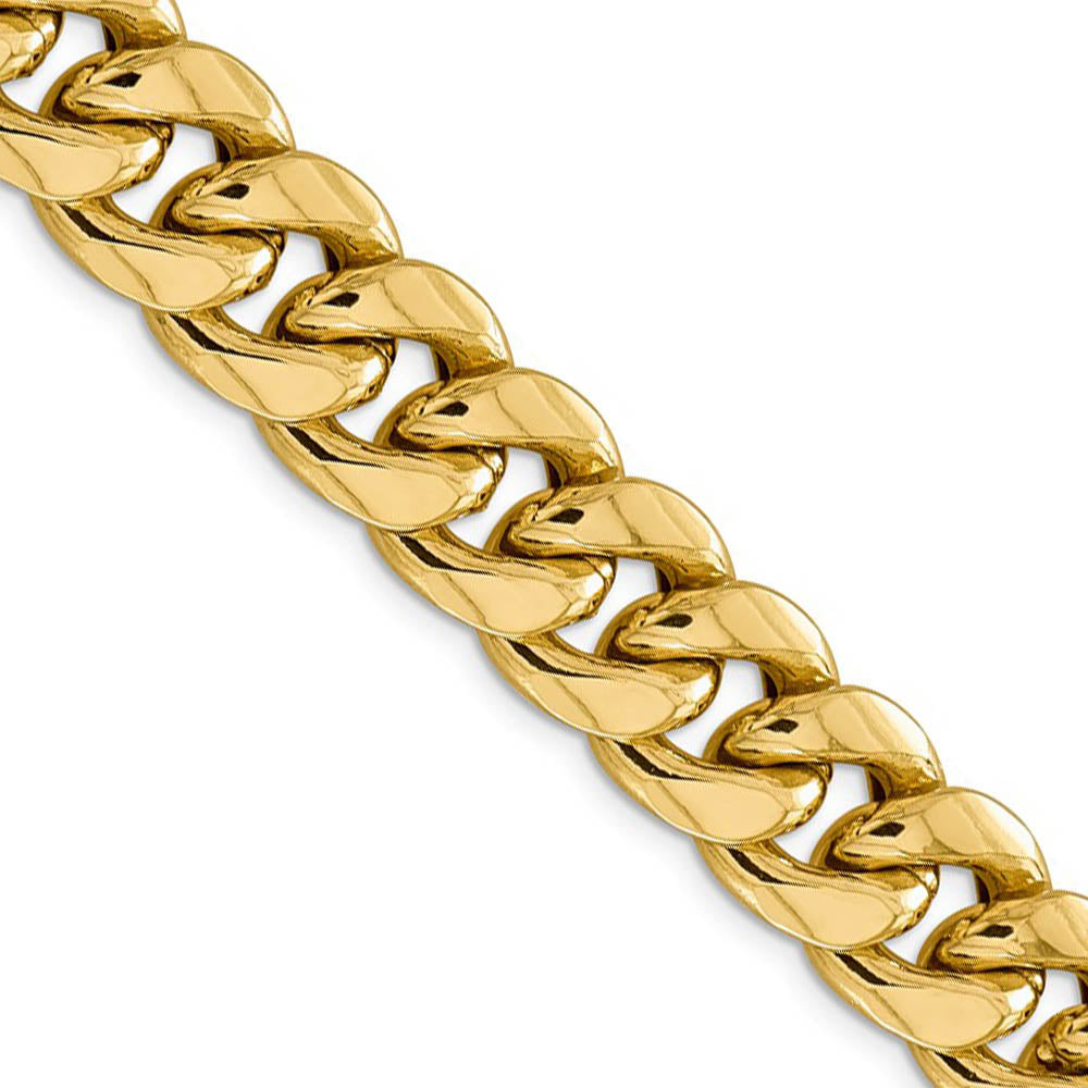 Men's 15mm 14k Yellow Gold Hollow Miami Cuban (Curb) Chain Necklace, Item C10238 by The Black Bow Jewelry Co.