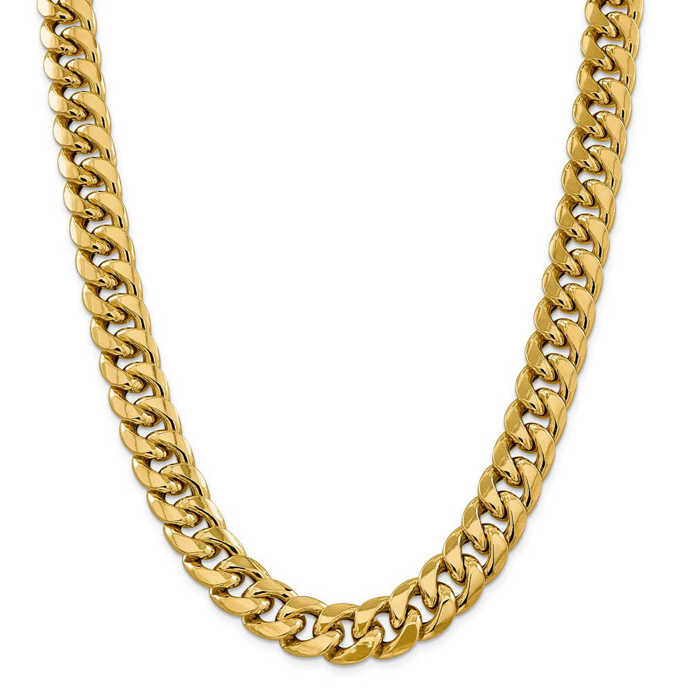 Alternate view of the Men's 15mm 14k Yellow Gold Hollow Miami Cuban (Curb) Chain Necklace by The Black Bow Jewelry Co.