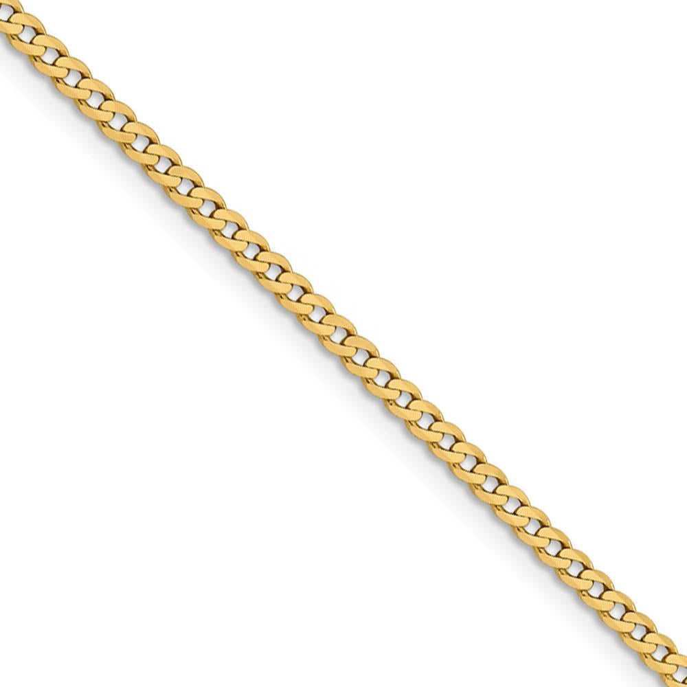 2.25mm 14k Yellow Gold Solid Beveled Curb Chain Necklace, Item C10242 by The Black Bow Jewelry Co.
