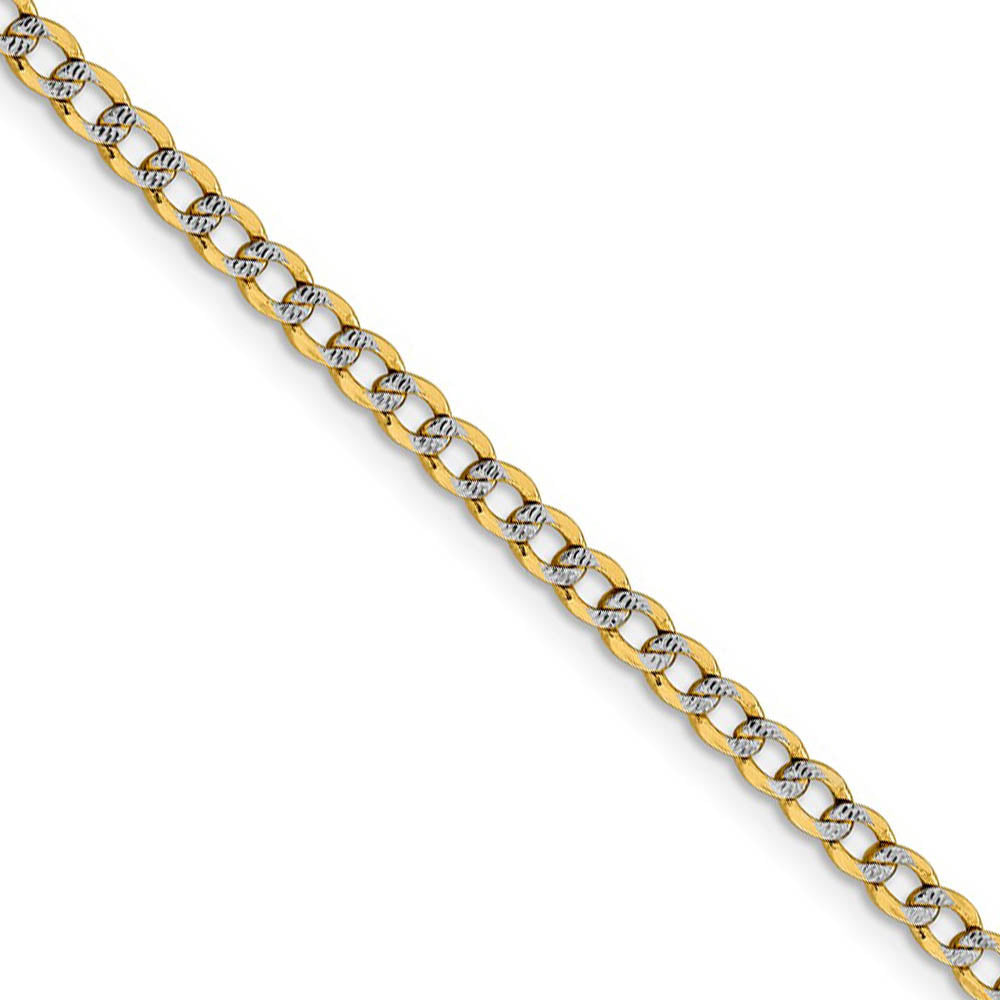 3.4mm 14k Yellow Gold & Rhodium Hollow Pave Curb Chain Necklace, Item C10243 by The Black Bow Jewelry Co.