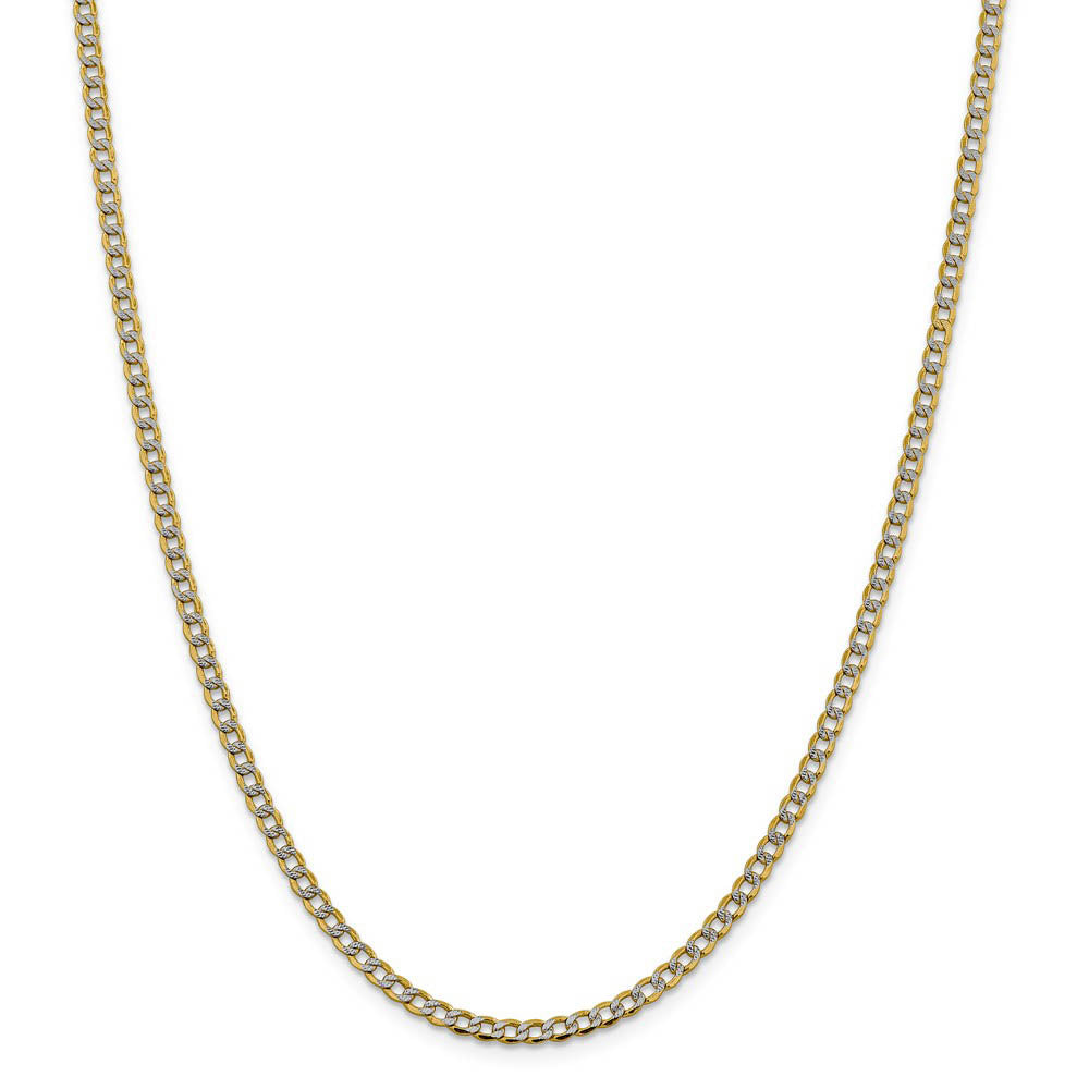 Alternate view of the 3.4mm 14k Yellow Gold & Rhodium Hollow Pave Curb Chain Necklace by The Black Bow Jewelry Co.