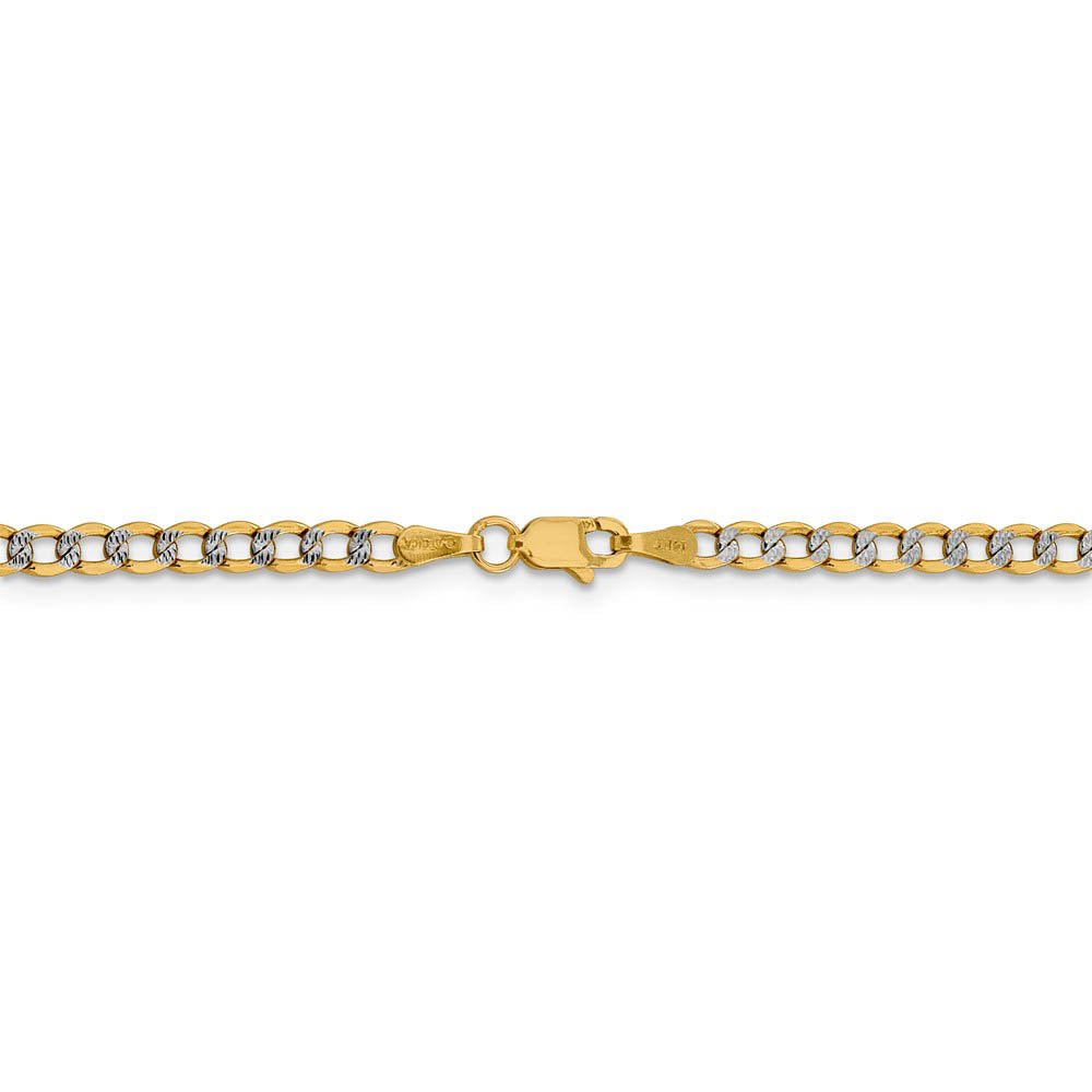 Alternate view of the 3.4mm 14k Yellow Gold & Rhodium Hollow Pave Curb Chain Necklace by The Black Bow Jewelry Co.