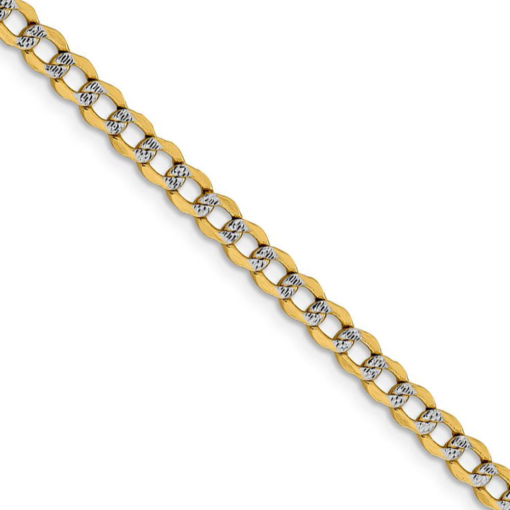 4.25mm 14k Yellow Gold & Rhodium Hollow Pave Curb Chain Necklace, Item C10244 by The Black Bow Jewelry Co.