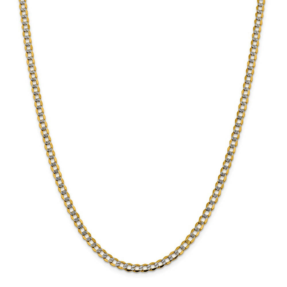 Alternate view of the 4.25mm 14k Yellow Gold & Rhodium Hollow Pave Curb Chain Necklace by The Black Bow Jewelry Co.