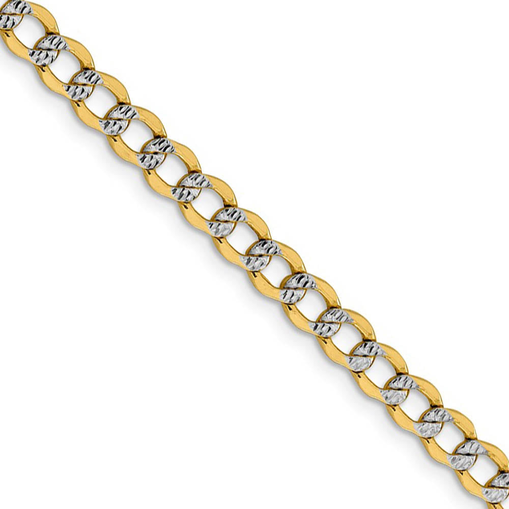 5.25mm 14k Yellow Gold & Rhodium Hollow Pave Curb Chain Necklace, Item C10245 by The Black Bow Jewelry Co.
