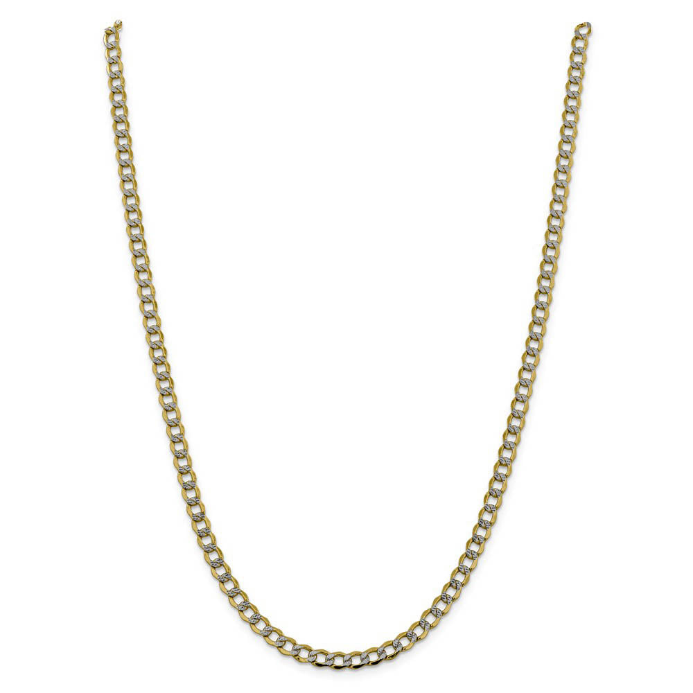 Alternate view of the 5.25mm 14k Yellow Gold & Rhodium Hollow Pave Curb Chain Necklace by The Black Bow Jewelry Co.