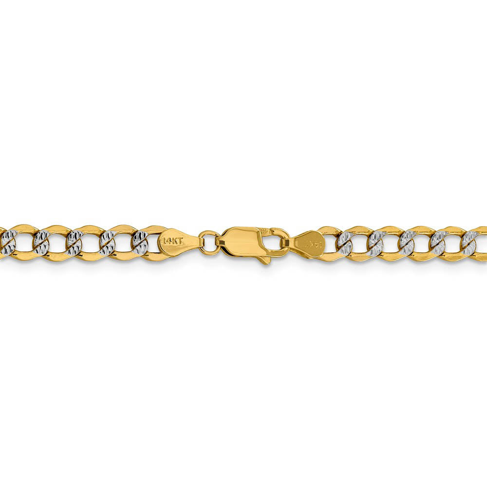 Alternate view of the 5.25mm 14k Yellow Gold & Rhodium Hollow Pave Curb Chain Necklace by The Black Bow Jewelry Co.