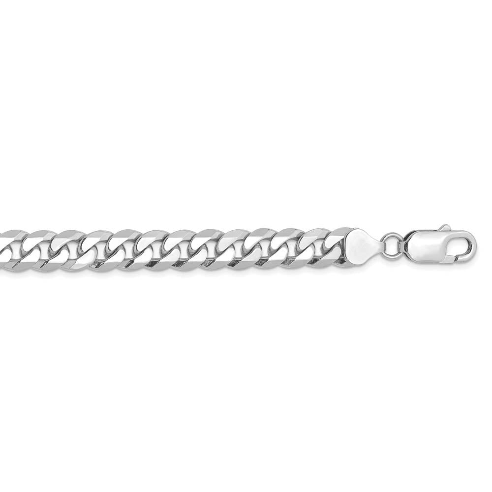Alternate view of the Men's 7.25mm 14k White Gold Solid Beveled Curb Chain Necklace by The Black Bow Jewelry Co.