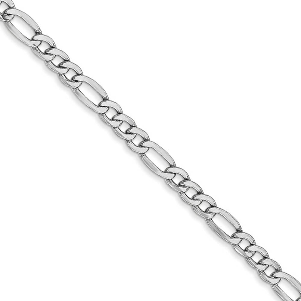 3.5mm 14k White Gold Hollow Figaro Chain Necklace, Item C10249 by The Black Bow Jewelry Co.