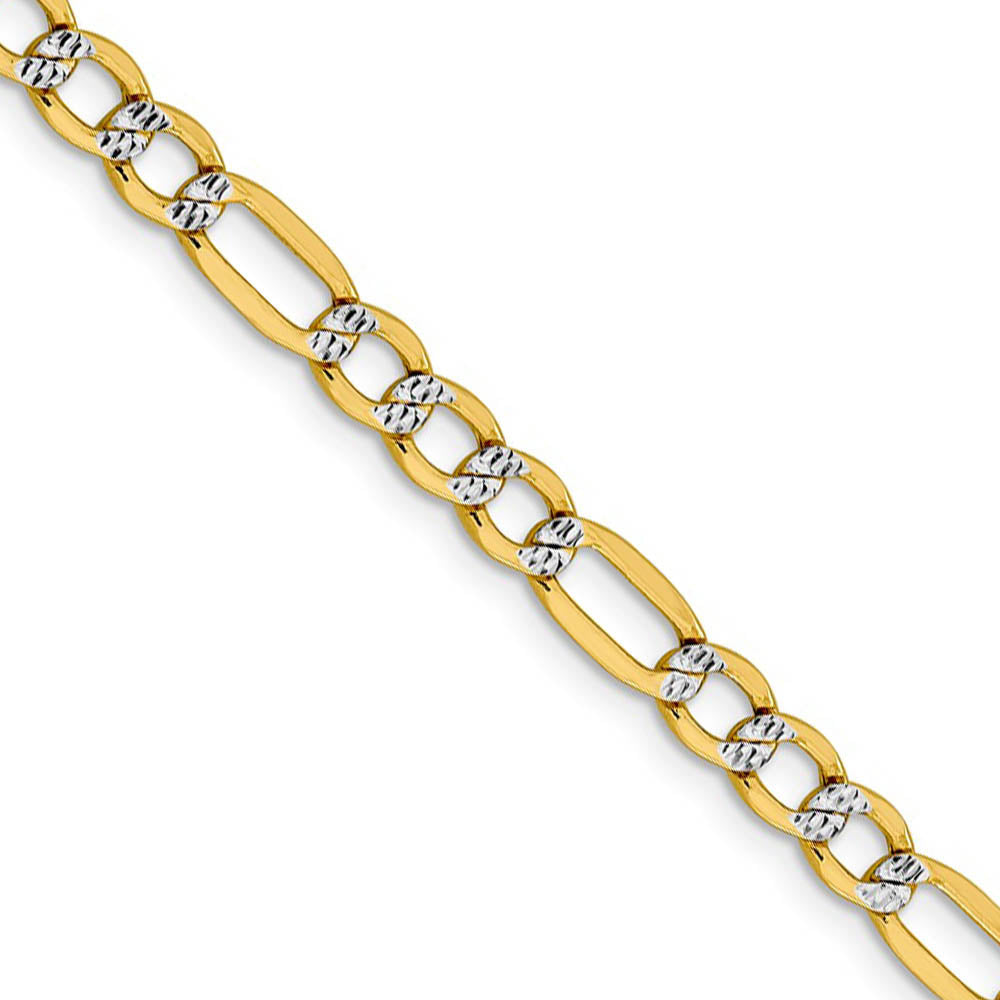 5.25mm 14k Yellow Gold & Rhodium Hollow Pave Figaro Chain Necklace, Item C10252 by The Black Bow Jewelry Co.