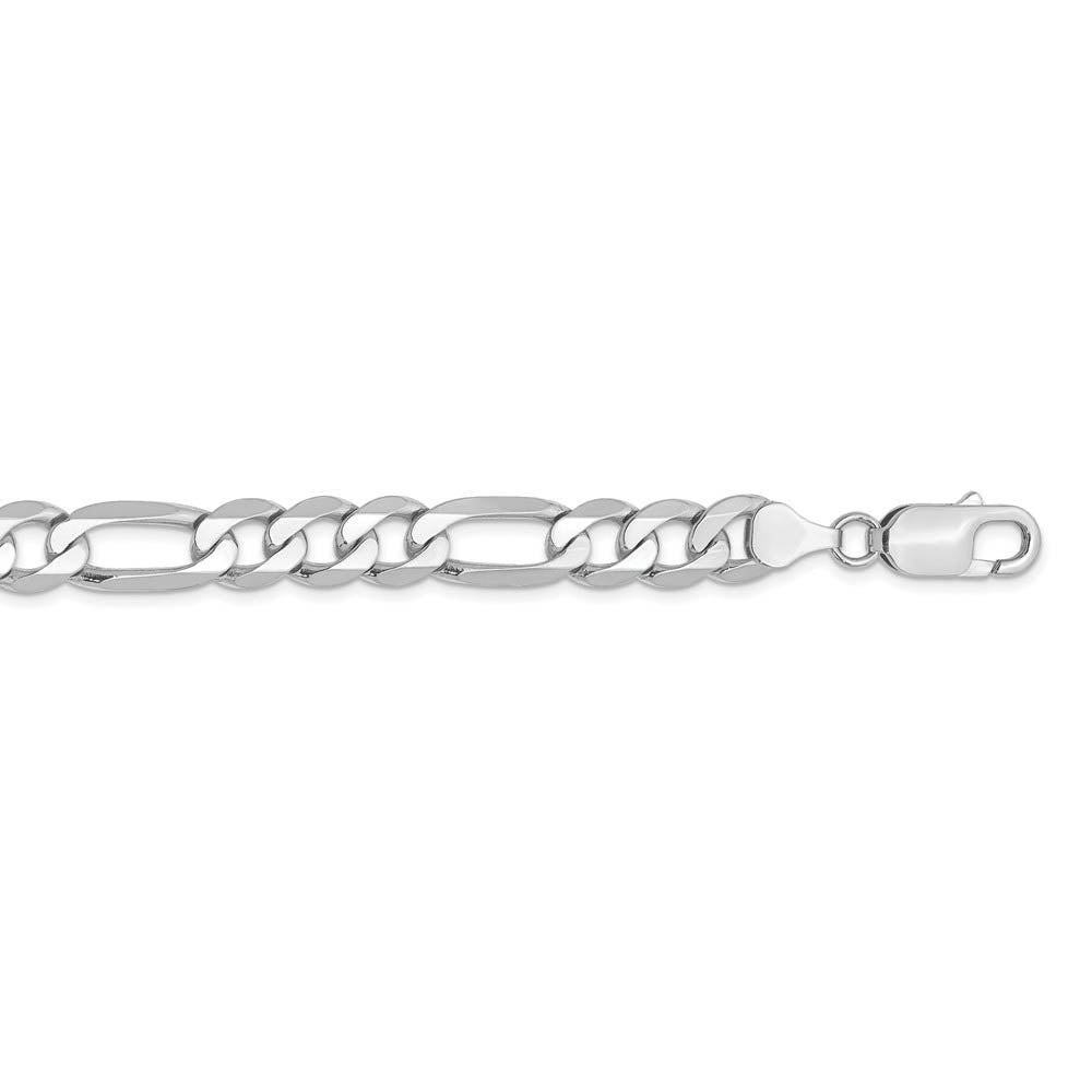 Alternate view of the Men's 7.5mm 14k White Gold Solid Flat Figaro Chain Necklace by The Black Bow Jewelry Co.