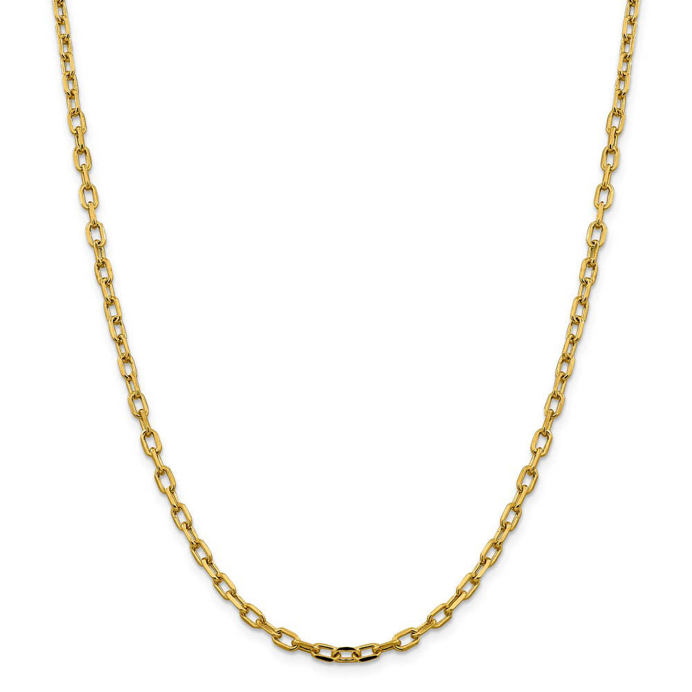 Alternate view of the 3.75mm 14k Yellow Gold Hollow Open D/C Cable Chain Necklace by The Black Bow Jewelry Co.