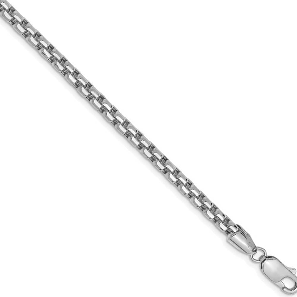 14k White Gold Hollow Round Box Chain Necklace Black Bow