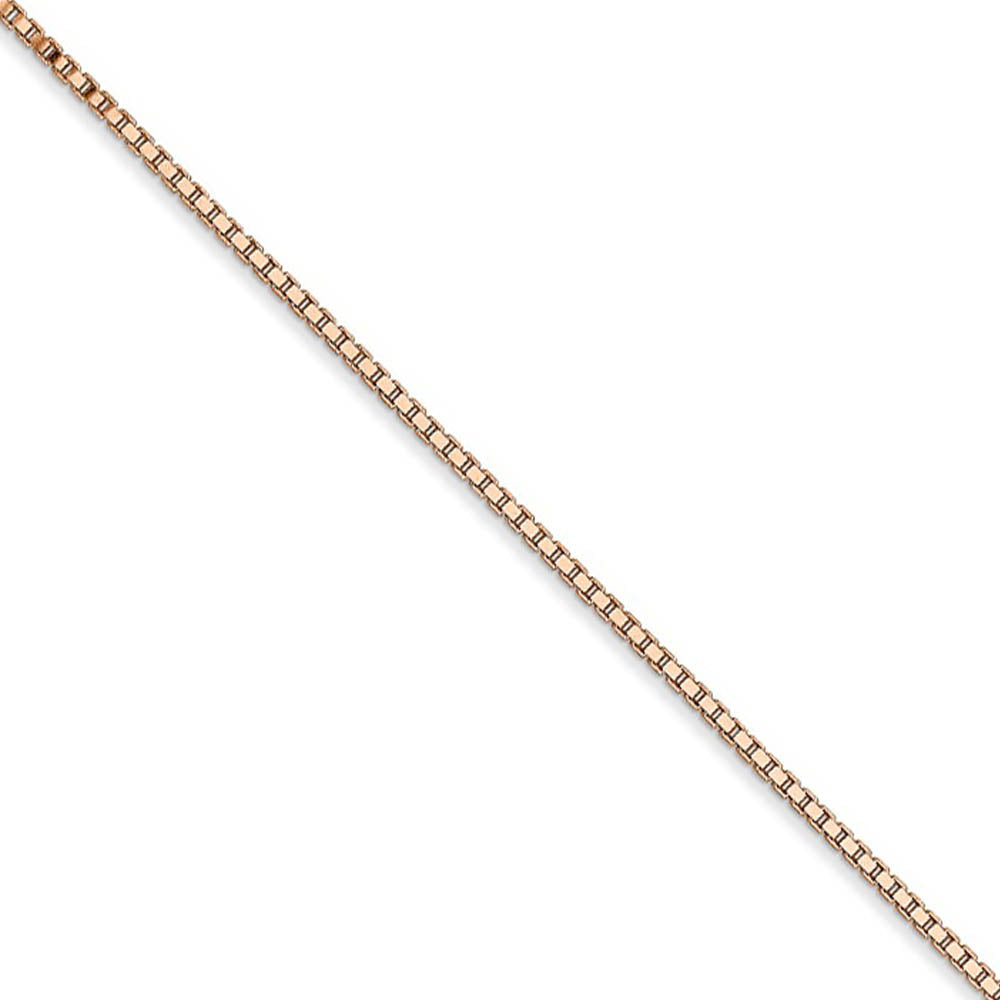 1.1mm 14k Rose Gold Solid Box Chain Necklace, Item C10268 by The Black Bow Jewelry Co.