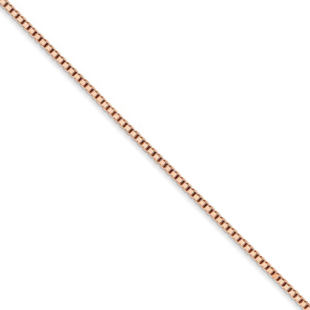 1.3mm 14k Rose Gold Solid Box Chain Necklace, Item C10269 by The Black Bow Jewelry Co.