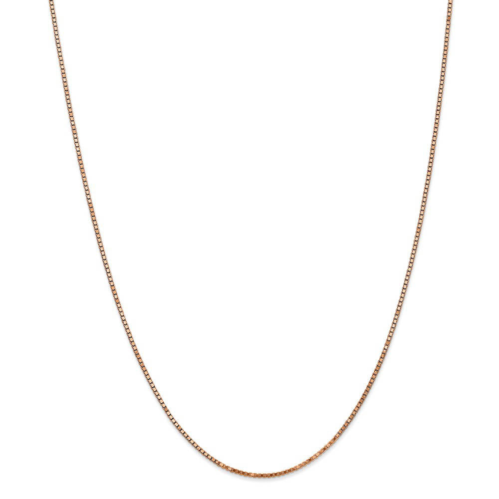 Alternate view of the 1.3mm 14k Rose Gold Solid Box Chain Necklace by The Black Bow Jewelry Co.
